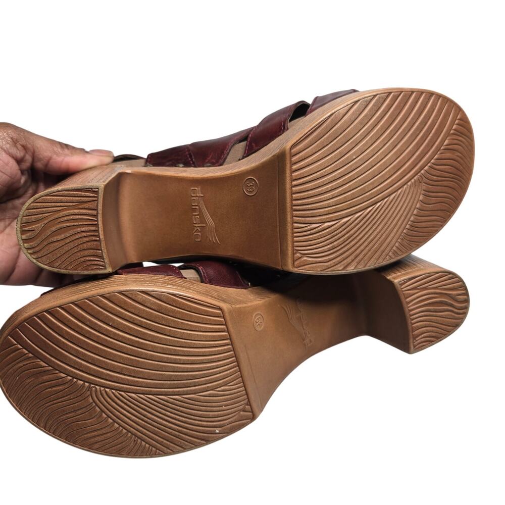 New Dansko Women Demetra Ruby Leather Cutout Chunky Platform Heel Sandals 8.5 - Picture 11 of 11
